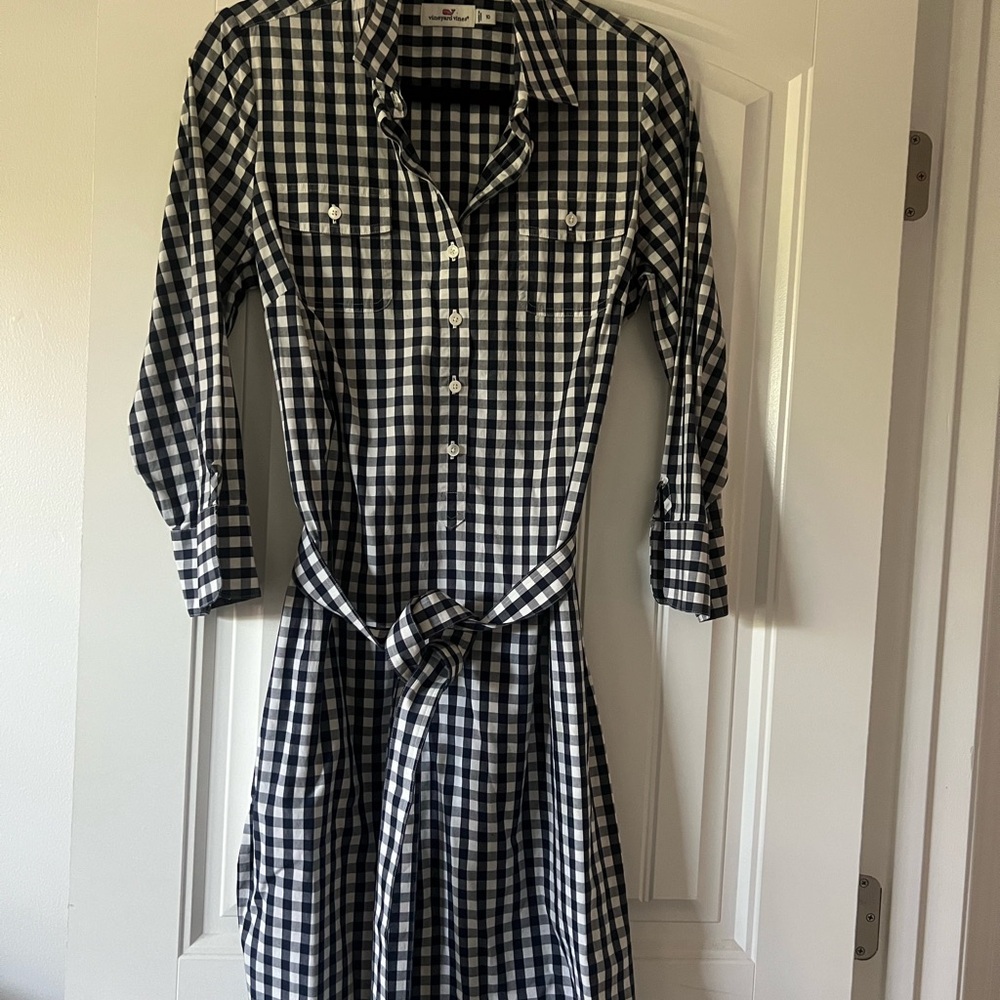 Vineyard Vines Blue and White Checkered Shirt Dress